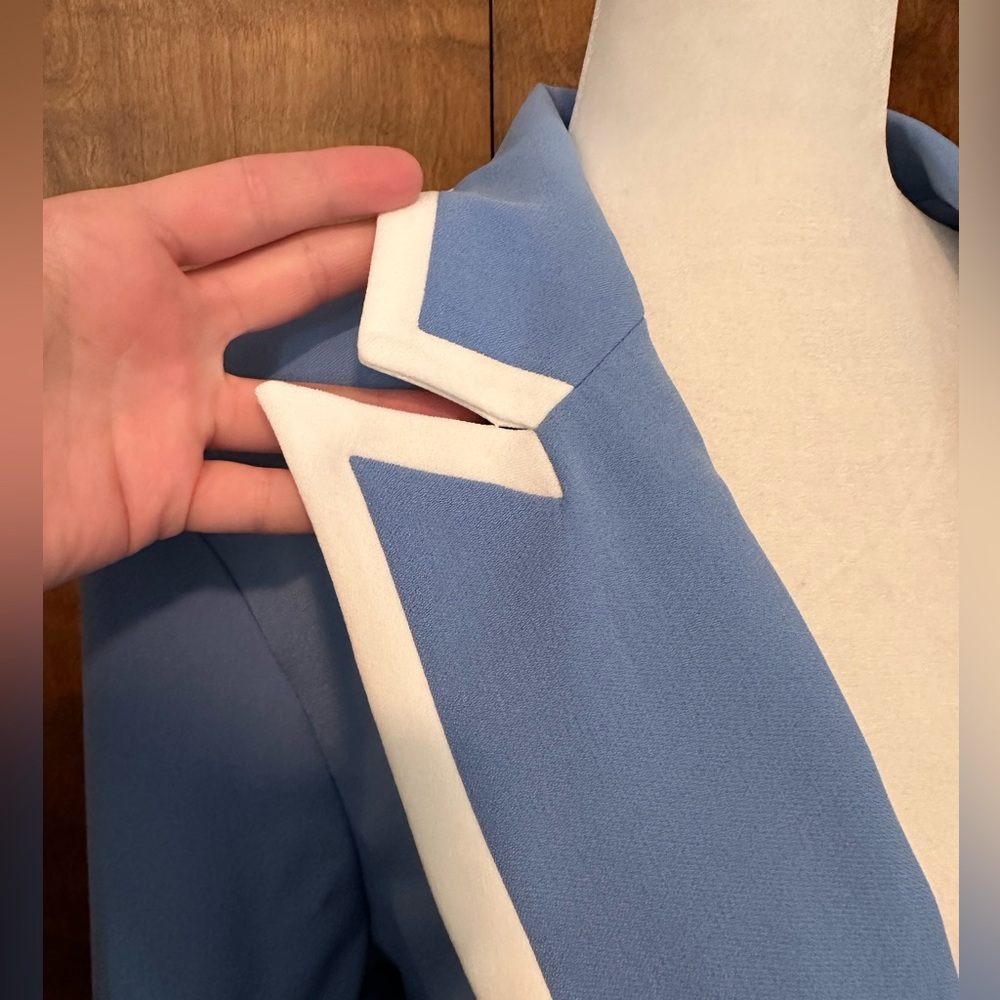 Le Suit Blue Skirt Set with White Trim - Picture 6 of 16